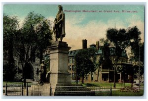 Washington Monument On Grand Avenue Milwaukee Wisconsin WI Antique Postcard