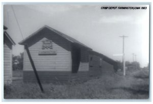 c1963 CRI&P Farmington Iowa IA Vintage Train Depot Station RPPC Photo Postcard