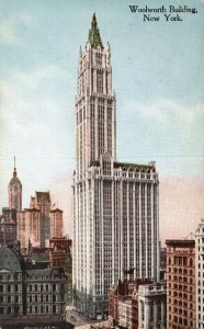 Vintage Postcard Woolworth Building Broadway From Barclay St. New York City NY