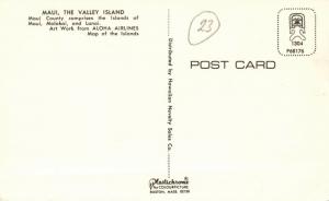 Hawaii, Maui, The Valley Island, MAP Postcard (1970s)