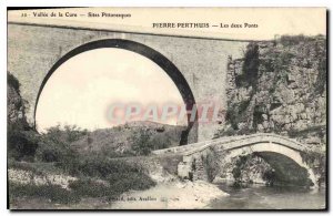 Old Postcard Valley of the Cure Scenic Sites Pierre-Perthuis both Bridges