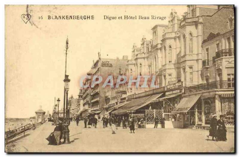 Old Postcard Blankenberghe Digue Hotel Beau Rivage