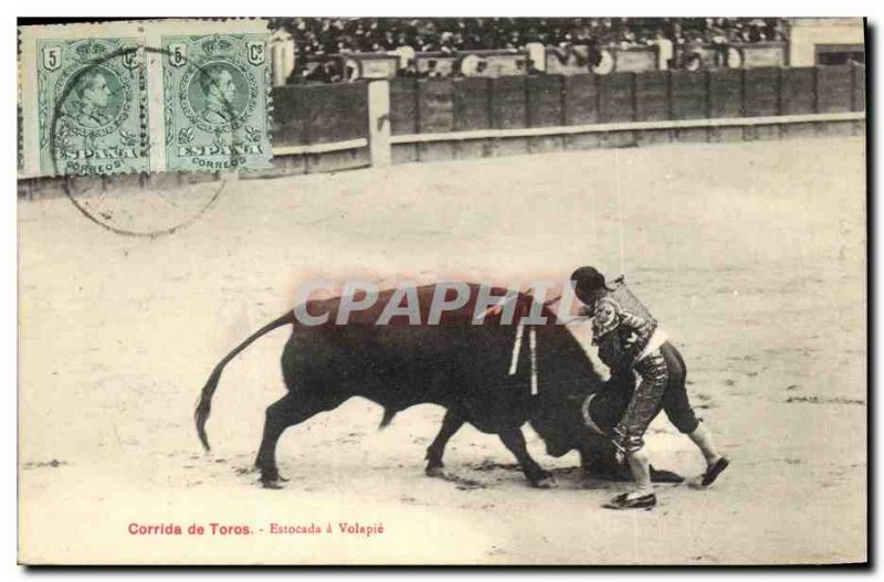 Old Postcard Bullfight Bullfight estocada has Volapie