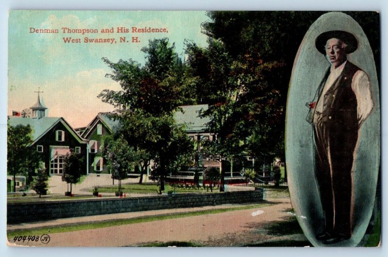 West Swanzey New Hampshire Postcard Denman Thompson His Residence c1910 Vintage