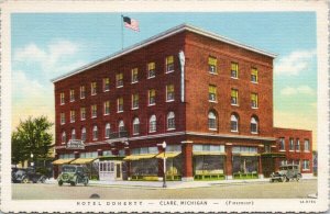 Hotel Doherty Clare MI Michigan Fireproof Unused Curt Teich Linen Postcard H8