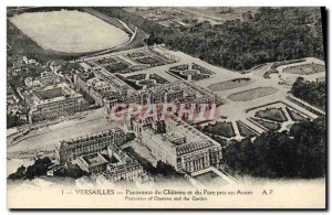 Old Postcard Panorama Versailles Chateau and Park Caught in Flight