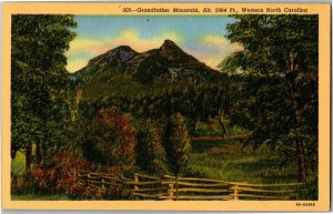 Grandfather Mountain, Western North Carolina NC Vintage Linen Postcard A43