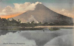 Mayon Volcano, Philippines Hand-Colored 1910s Squires, Bingham Antique Postcard