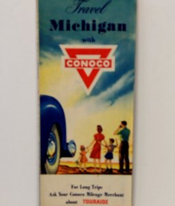 Circa 1950 Travel Michigan With Conoco Road Map Vintage Advertising