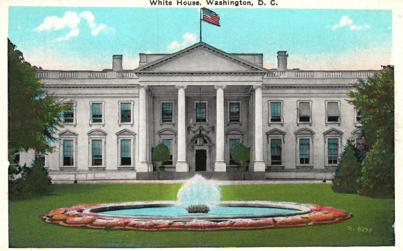 Vintage Postcard 1920's White House Washington D. C. District Columbia