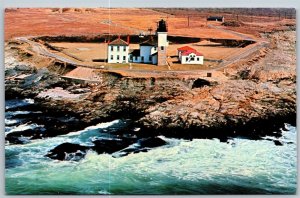 Vtg Jamestown Rhode Island RI Beavertail Lighthouse Chrome View Postcard