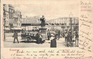 Netherlands Rotterdam Erasmus Grote Markt Vintage Postcard 08.34