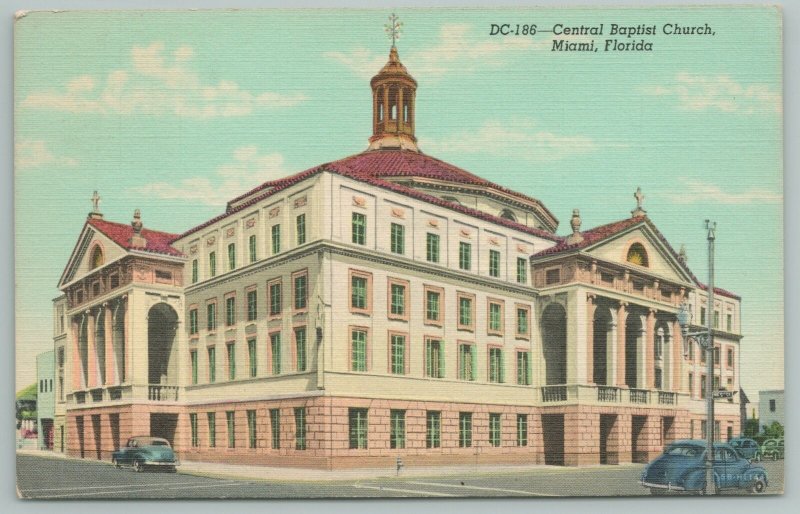 Miami Florida~Central Baptist Church Front View~Vintage Postcard