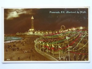 Lancashire BLACKPOOL ILLUMINATIONS by Night c1930s RP Postcard by Advance Series