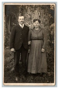 Vintage 1930's RPPC Postcard - Husband & Wife in the Family Garden