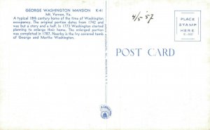 USA George Washington Mansion Mt Vernon Virginia Postcard 08.17