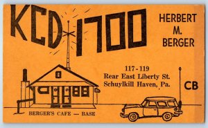 1960 Schuylkill Haven Pennsylvania Postcard Berger's Cafe Base KCD 1700 Liberty