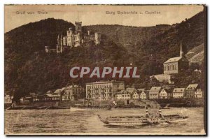 Old Postcard Gruss vom Rhein Burg Stolzenfels u Capellen