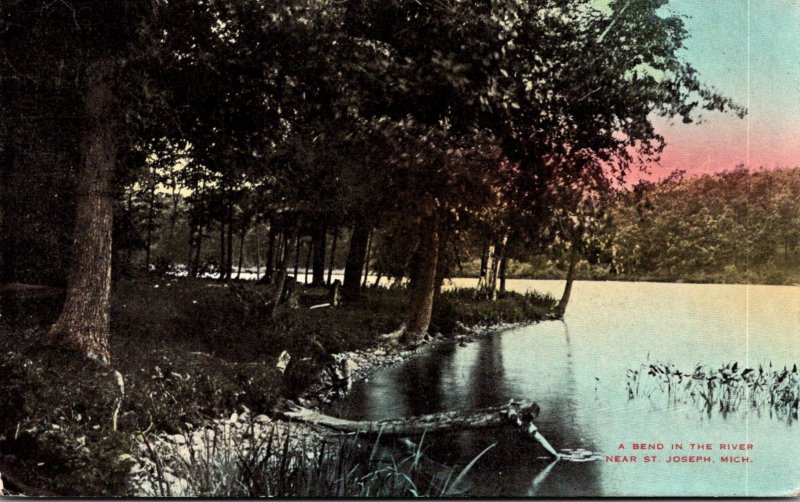 Michigan A Bend In The River Near St Joseph 1911