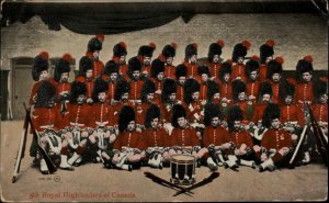 Montreal Quebec 1909 Cancel Highlanders Marching Band Vintage Postcard