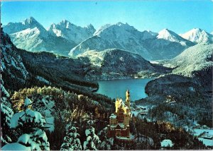 Winter View Neuschwanstein Castle Germany (Cinderella Castle) 1960s Postcard