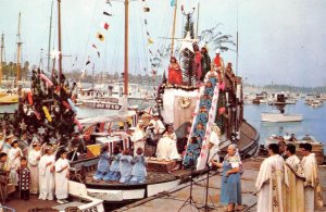 Christmas Pageant SANTA BARBARA HARBOR, CA Nativity Scene '60s Vintage Postcard