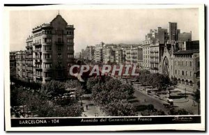 Old Postcard Barcelona Avenida del Generalissimo Franco