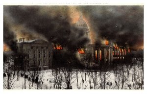 Postcard WI Madison - Burning of the Old State Capitol