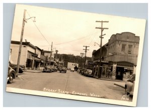 Vintage 1930's RPPC Postcard Street Scene Edmonds Washington Antique Cars