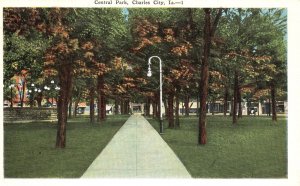 Vintage Postcard 1951 Central Park Recreational Place Pathway Charles City Iowa