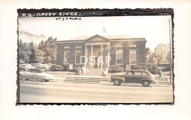 Wyoming Wy Real Photo RPPC Postcard c1950 GREEN RIVER Post Office Building 