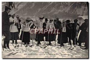 Old Postcard of Sports & # 39hiver Ladies Race Alps on skis Initially