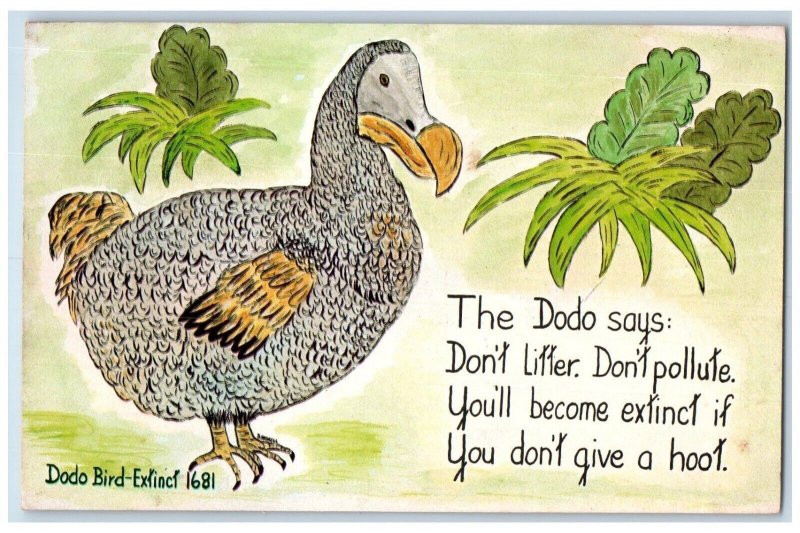 c1950's Dodo Bird Extinct Humor Mauritius Don't Litter Unposted Vintage Postcard 