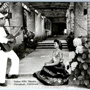 c1950s Claremont, CA RPPC Padua Hills Theatre Real Photo Hispanic Guitar PC A98