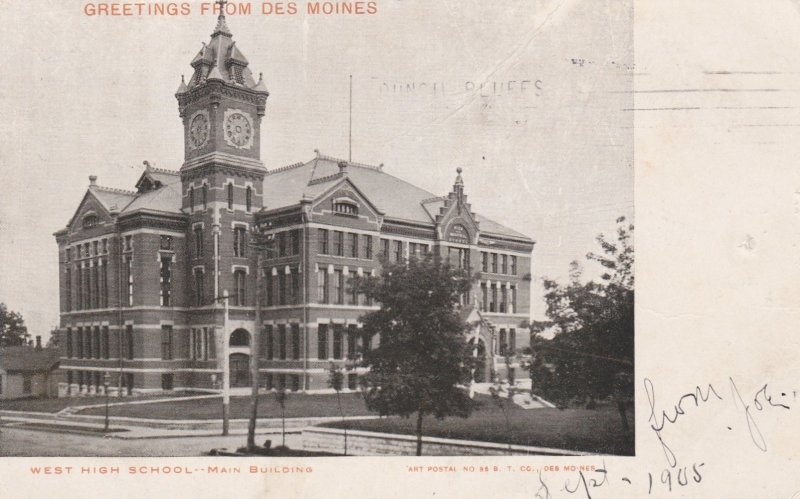 Iowa Des Moines West High School 1905