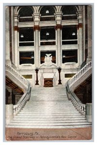 Vintage Postcard PA Pennsylvania's New Capitol The Grand Stairway