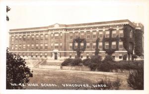 Vancouver Washington~High School Building~1940s RPPC Postcard