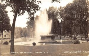 Hastings Nebraska~Fisher Memorial Fountain in Fark~1940s RPPC-Postcard