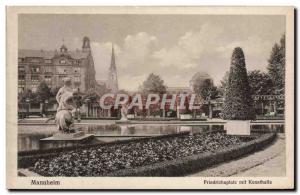 Old Postcard Mannheim Friedrichsplatz mit Kunsthalle