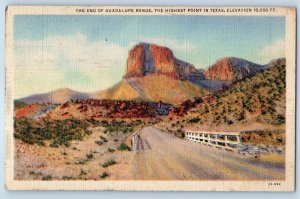 1947 Texas Vintage Postcard End Guadalupe Range Highest Point Mountains Scenes