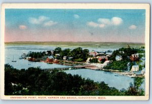 1920 Gloucester Massachusetts Postcard Annisquam Point River Harbor Bridge