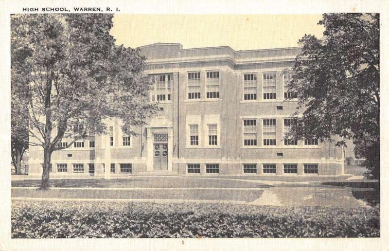 Warren Rhode Island birds eye view local high school antique pc Z13165