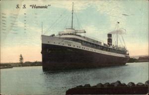 Steamship SS Hamoic Fort William Ontario Cancel 1913 Postcard