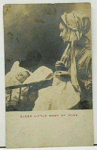 RPPC Mother and Baby, 1904 Sleep Little Baby of Mine Real Photo Postcard H14