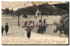 Old Postcard Paris Fountain Place de la Concorde to the Cours la Reine