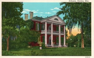 Vintage Postcard 1920's Arlington Old Mansion Natchez Miss. Mississippi