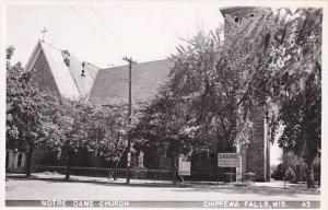 Wisconsin Chippewa Falls Notre Dame Church Real Photo RPPC