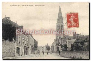 Fye Sarthe Postcard Old Church Square Main View