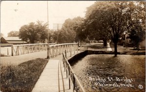 RPPC Plainwell Michigan Bridge St Bridge 1913 to Meisner Chicago Postcard Y2