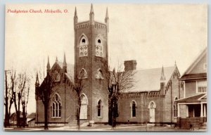 Hicksville Ohio~Presbyterian Church~Parsonage?~Barns~Buildings~c1910 Sepia PC 